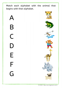 Alphabet activities | Matching alphabets  with pictures | ABC Worksheets