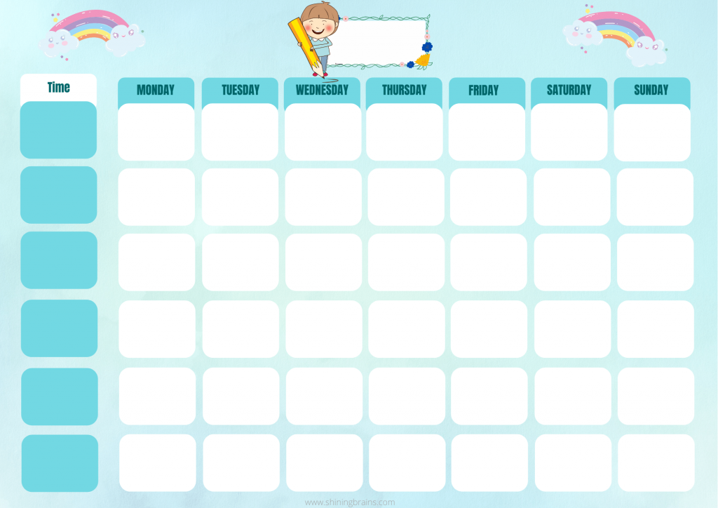 timetable for kids | weekly planner for kids | free template