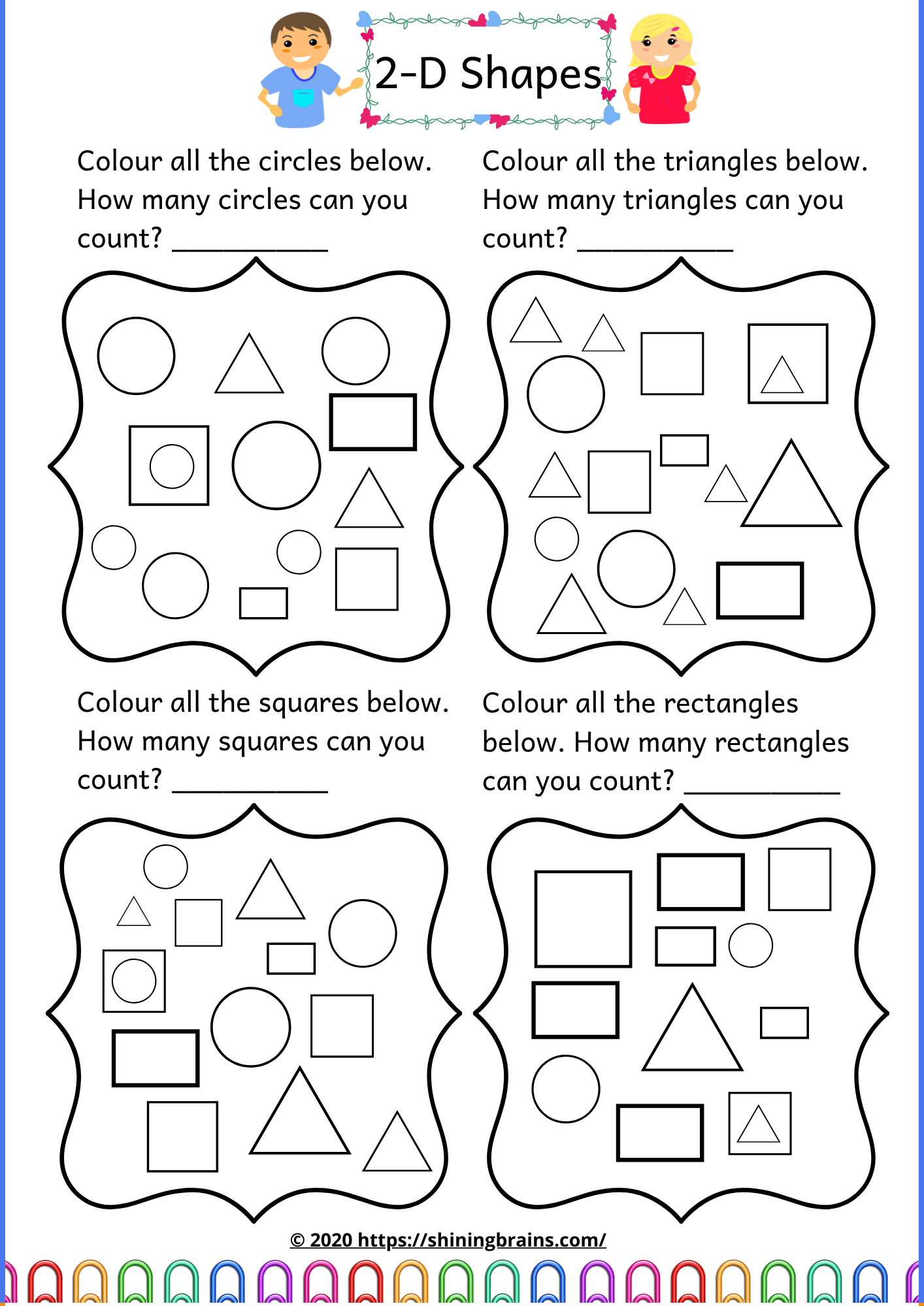 2D Shapes Worksheets Free Printables ShiningBrains