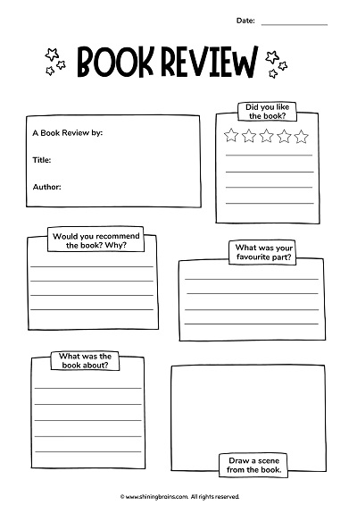 book review template for ks2 kids | book repot template