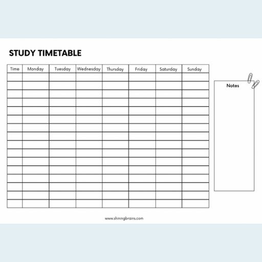 blank timetable - study timetable template