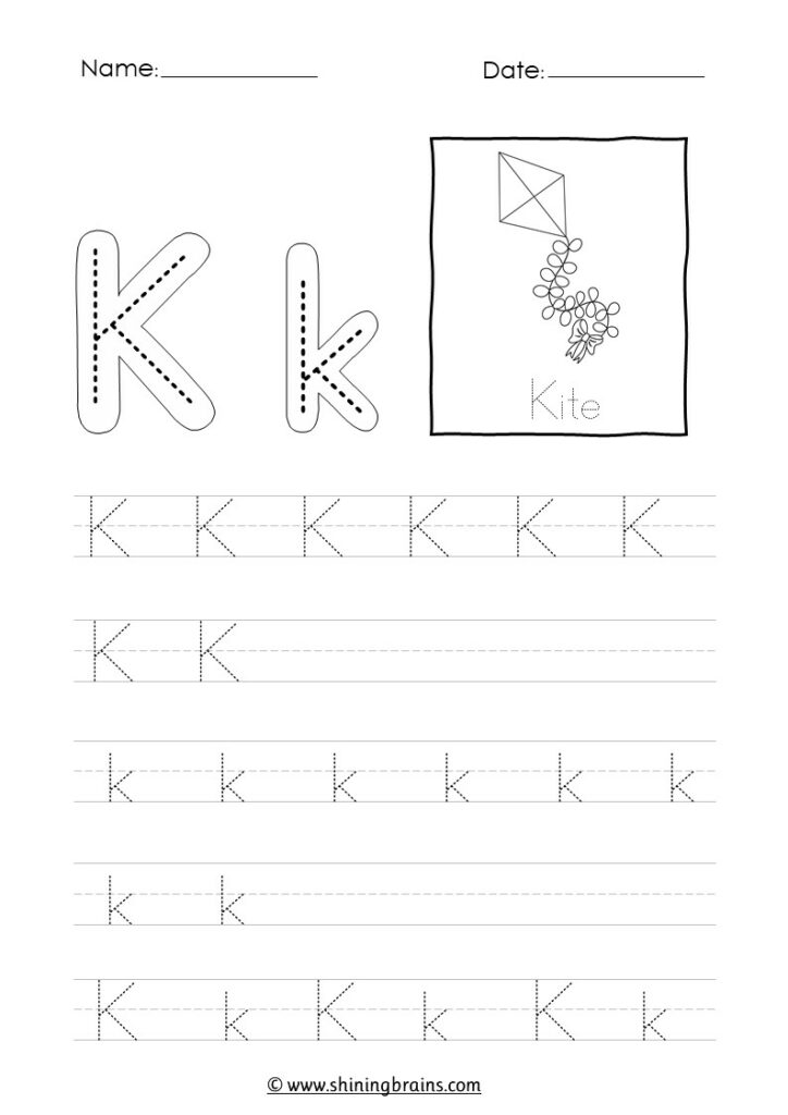 tracing letter k worksheet | alphabet k