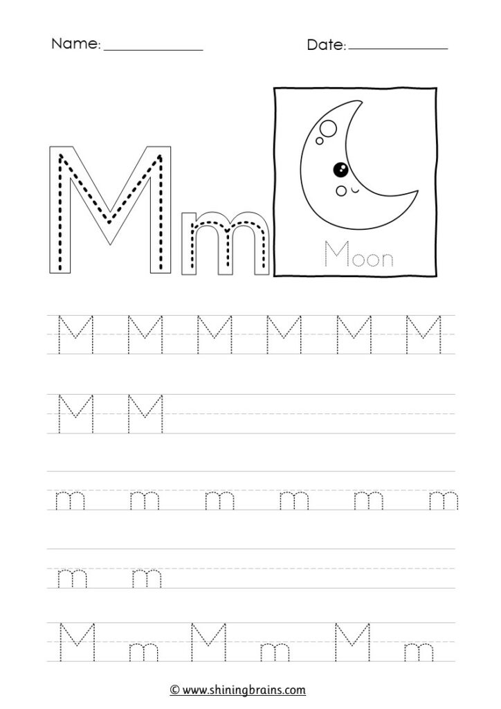 tracing letter m worksheet | alphabet m