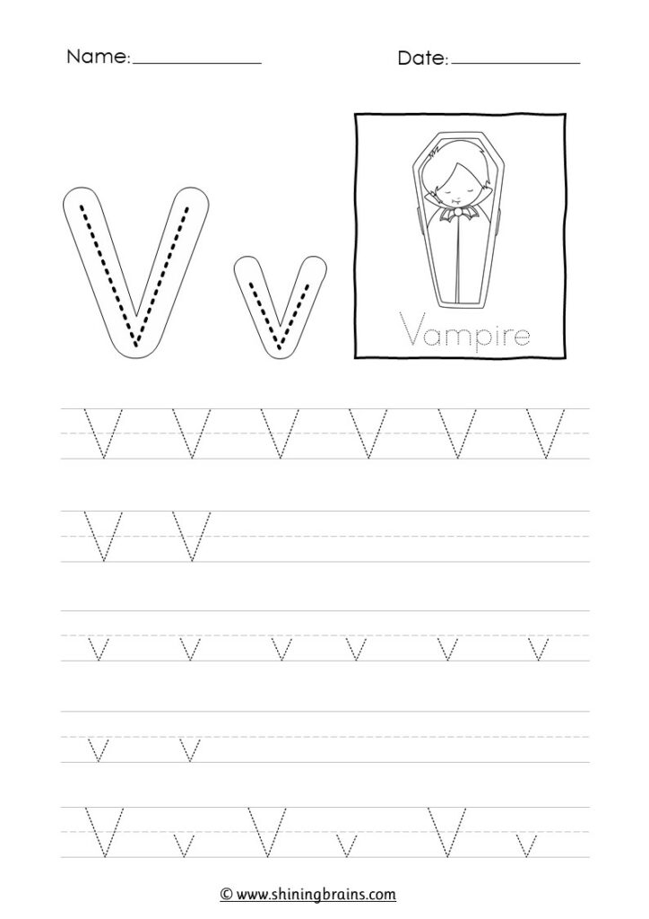 tracing letter v worksheet | alphabet v
