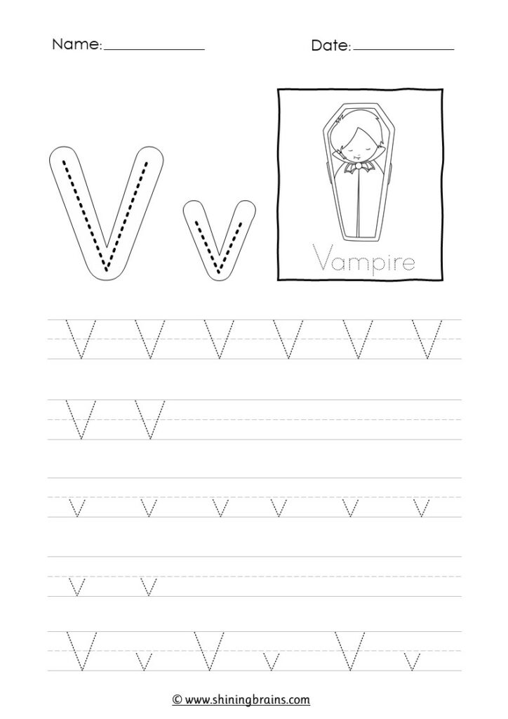 Tracing Letter V V Worksheet 6044