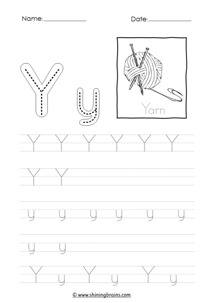 tracing letter y worksheet | alphabet y
