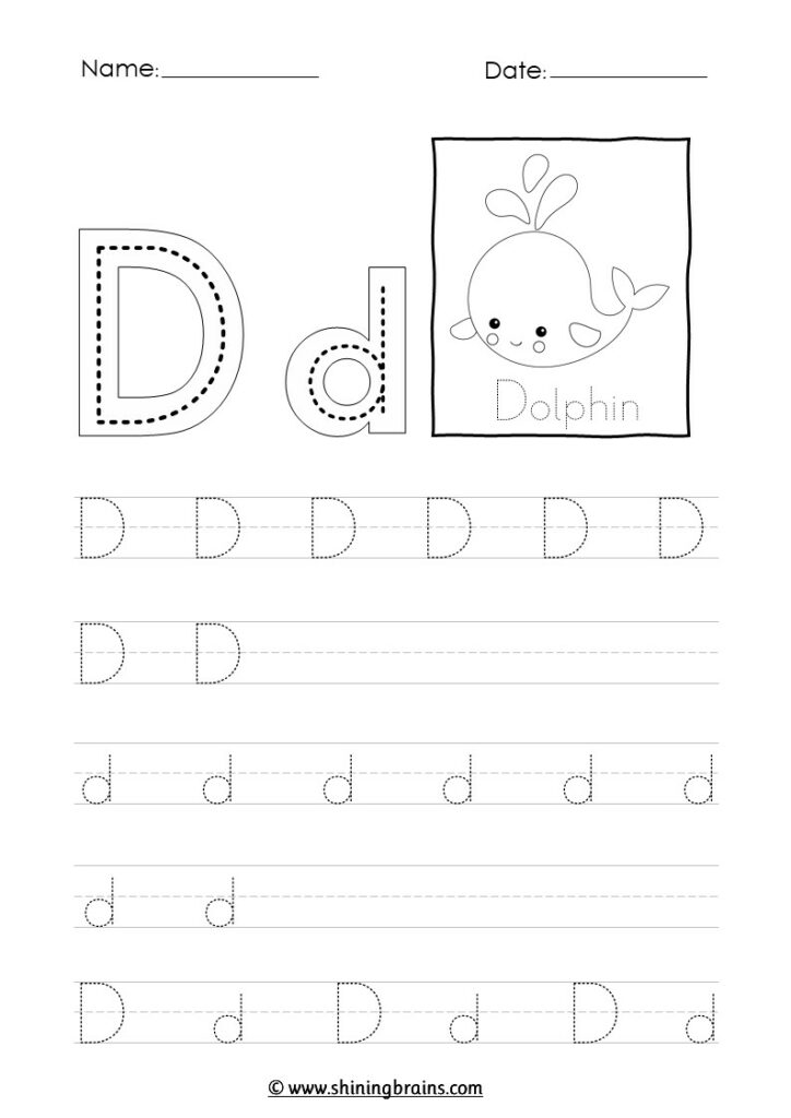 tracing the letter d worksheet | alphabet d