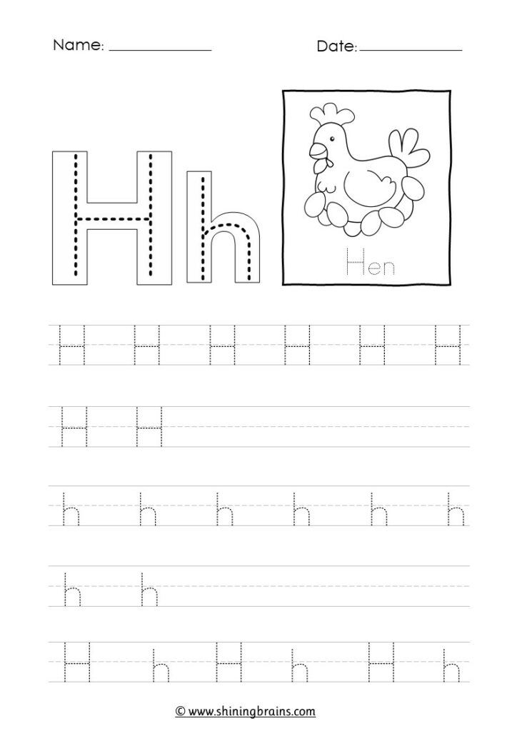 tracing letter h worksheet | alphabet h