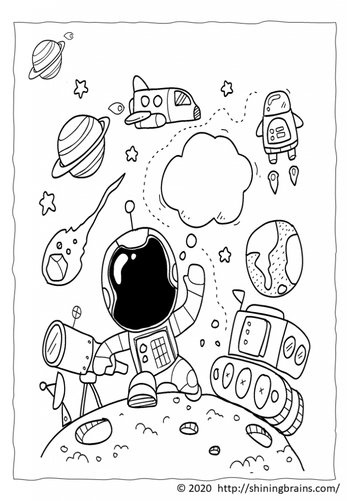 astronaut colouring page 