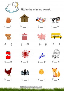 Kindergarten Free Worksheets | CVC Words Activities