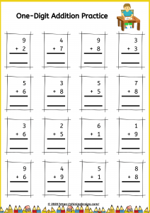 single digit addition worksheet