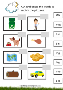 kindergarten free worksheets cvc words activities