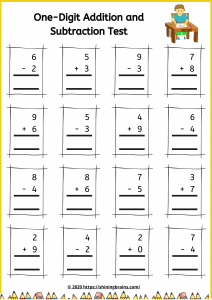 Single Digit Addition And Subtraction | Vertical One-Digit Equations - Shining Brains