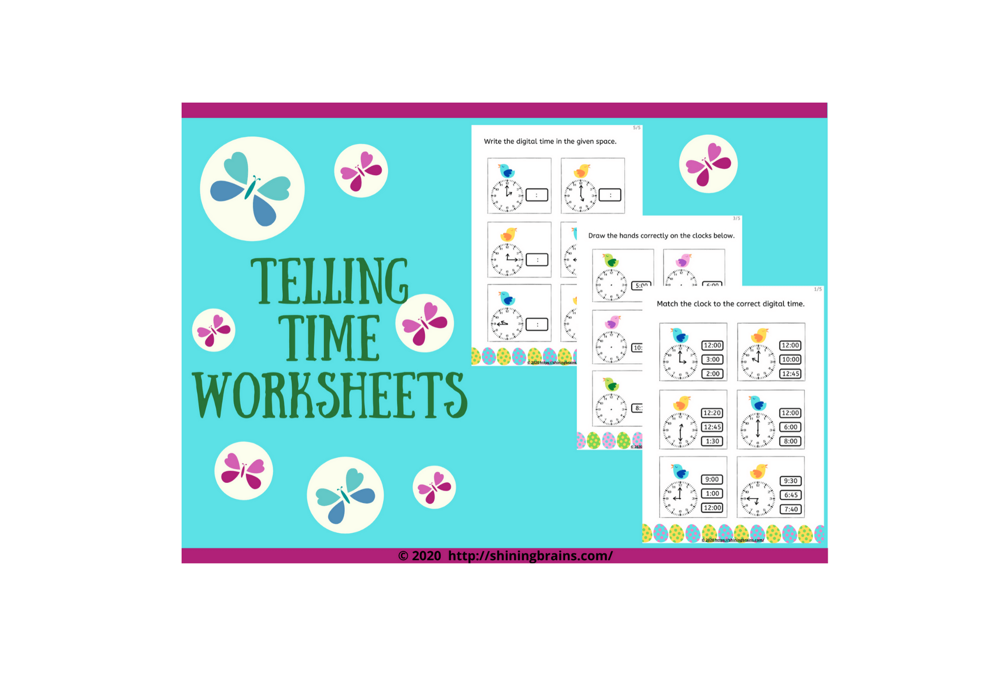 Time Worksheets - Telling Time Worksheets - Easter Themed ...