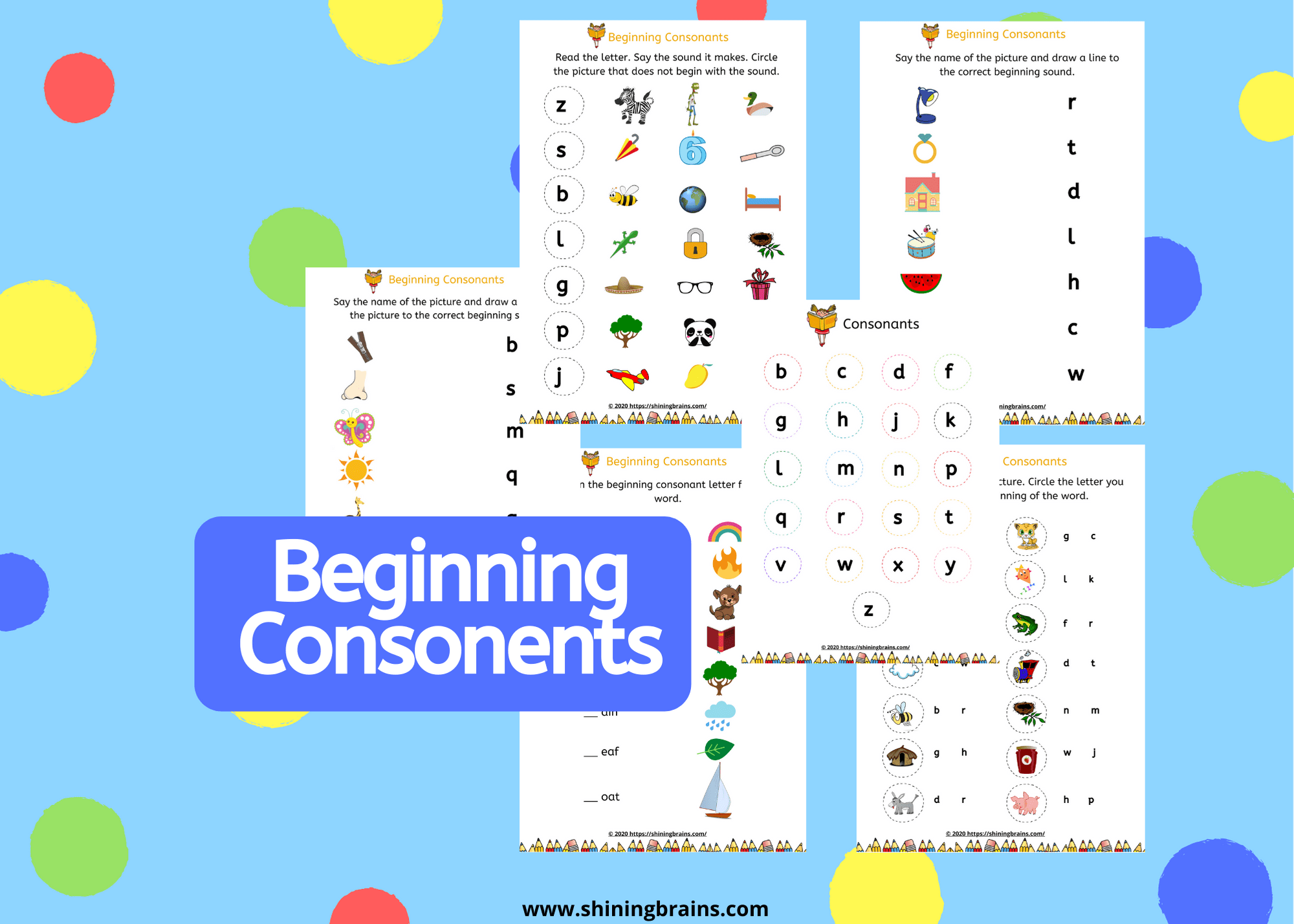 Beginning Consonant Worksheets |Initial Consonants