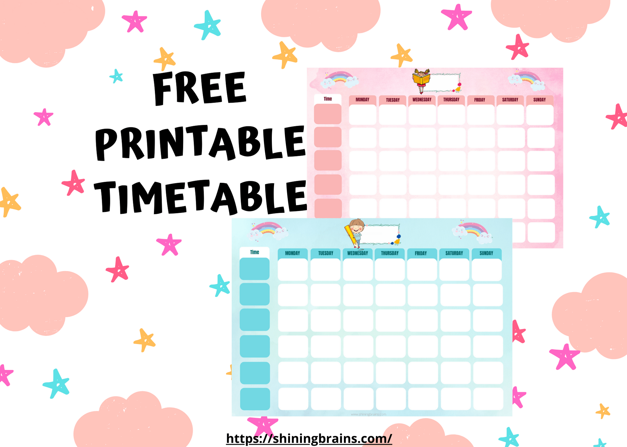 Timetable for kids Weekly Timetable Template Free Printable