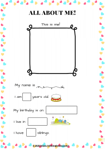 All about me worksheets