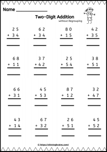 two digit addition two digit vertical addition and subtraction worksheets