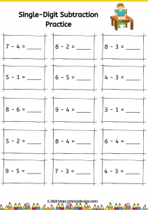 kindergarten addition and subtraction worksheets