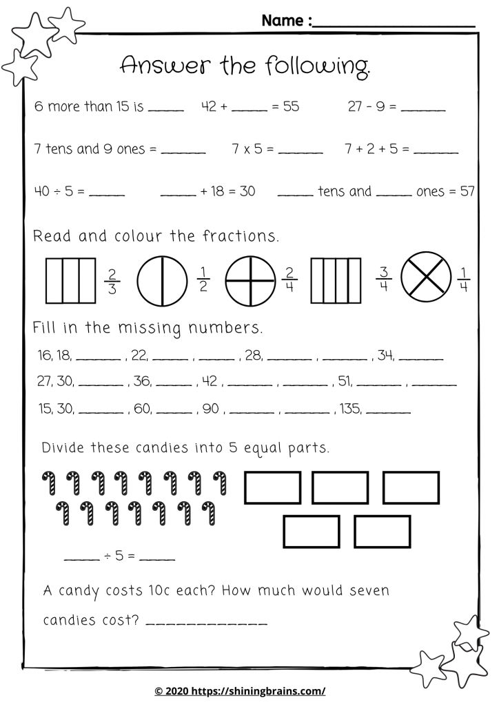 year2 math worksheet | numbers and algebra year1, year2