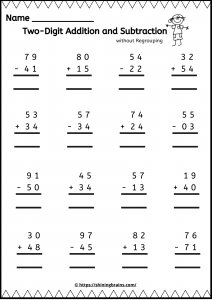 Two Digit Addition - Two-Digit Vertical Addition and Subtraction Worksheets
