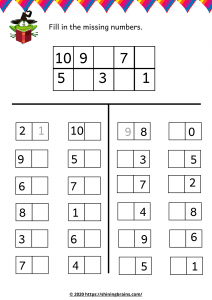 missing number worksheet Activity