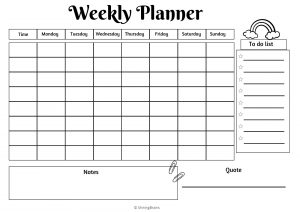 weekly timetable  | Printable planner time table template | 7 day timetable template