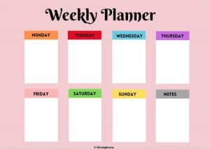 weekly planner daily planner template free printable shining brains