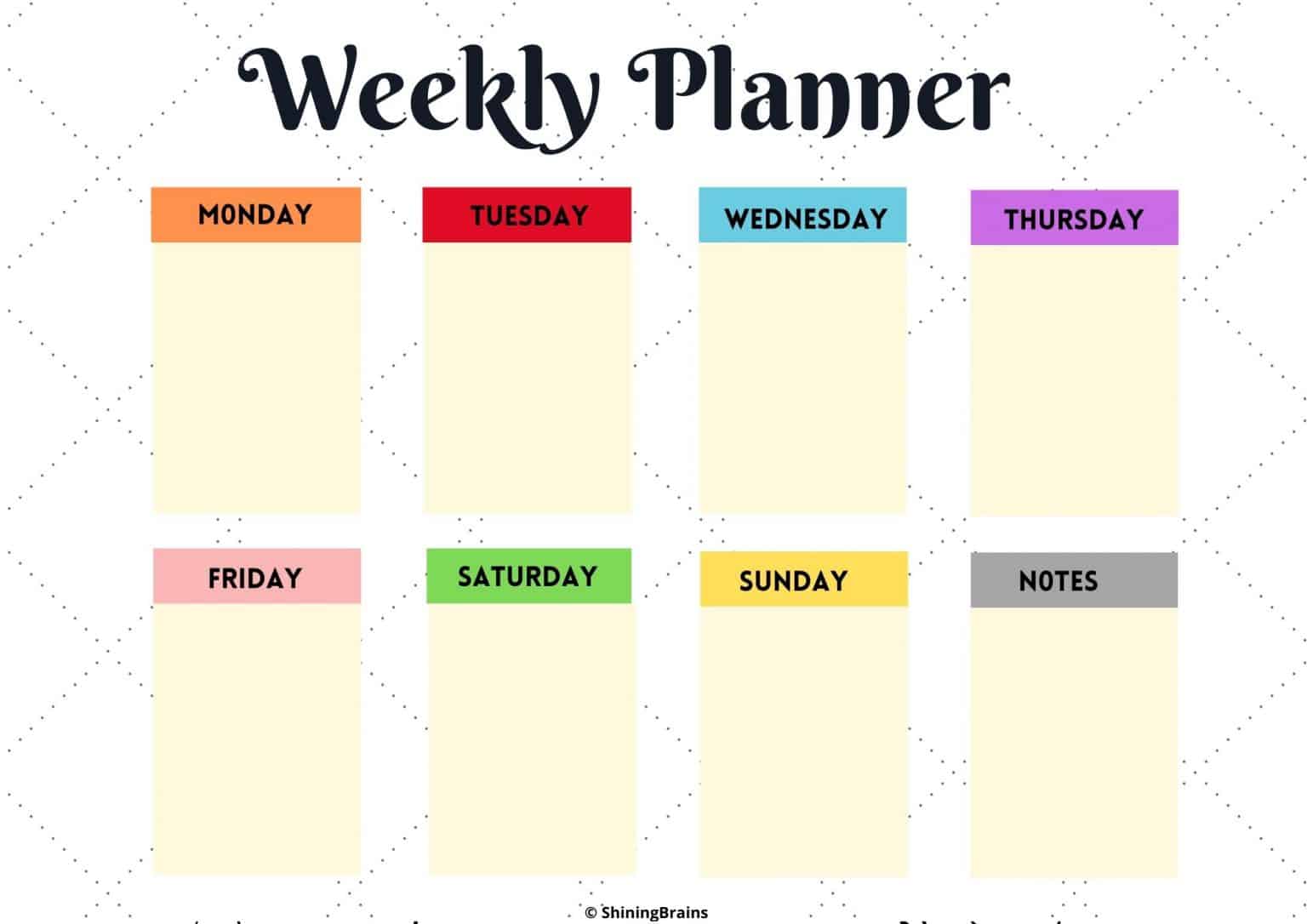 Weekly planner | Daily Planner Template | Free Printable - Shining Brains