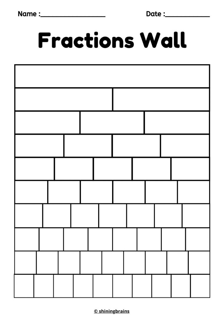 Blank Fraction Wall printable