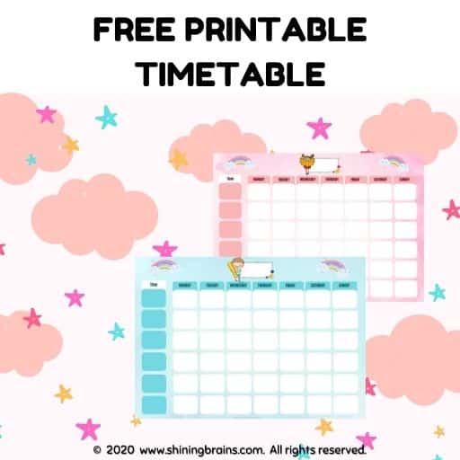 Weekly planners and Timetables for kids