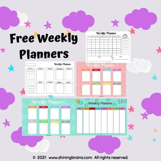 weekly planner daily planner template free printable shining brains