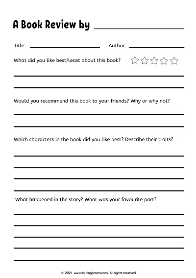 Book Review Template for kids | Book Review Format