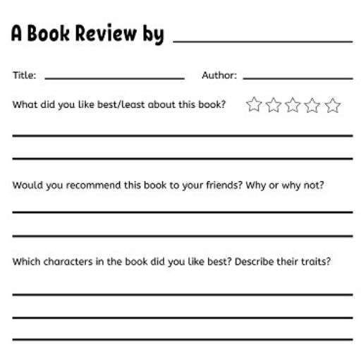 Book Review Template for Kids - FREE - Shining Brains