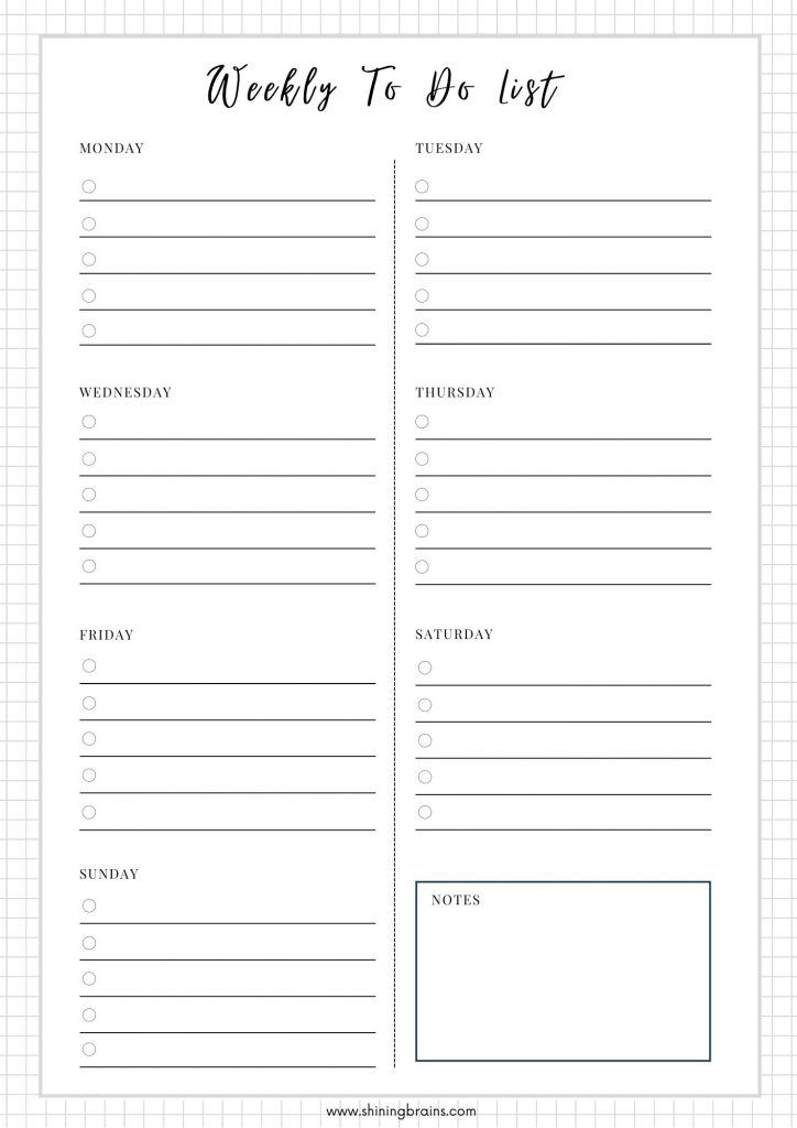 Weekly To Do List Free Printable