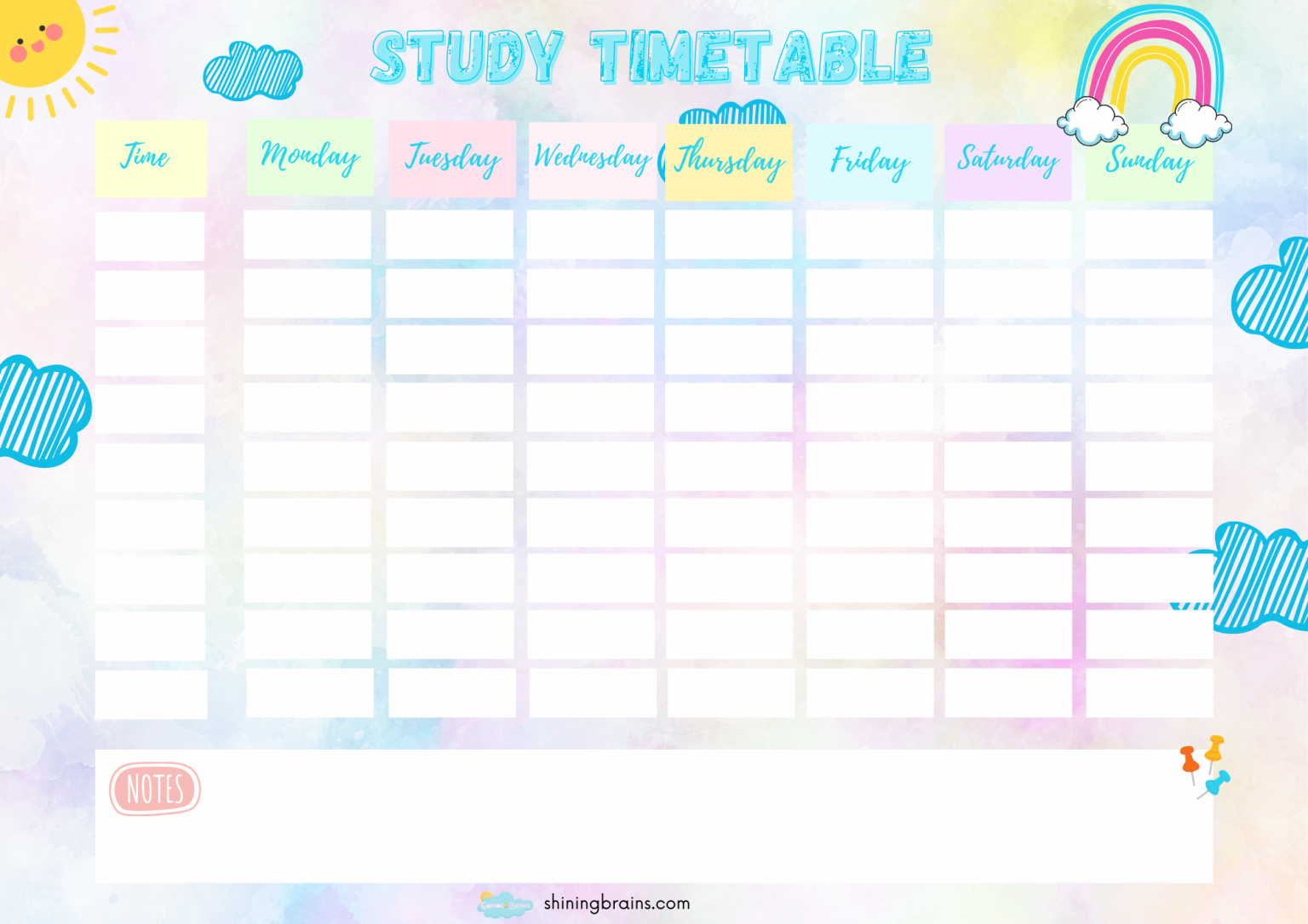 Study Timetable Template