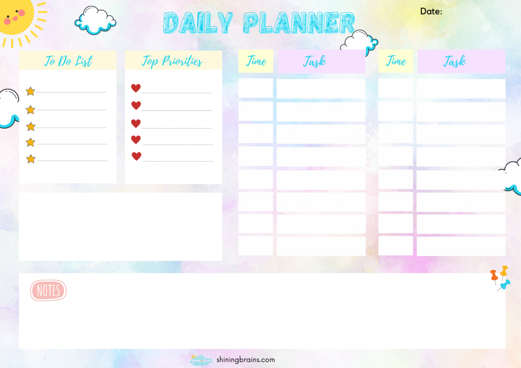 daily planner | daily time table template |