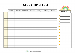 Study Timetable Template for Students - Free Timetable Template Printable