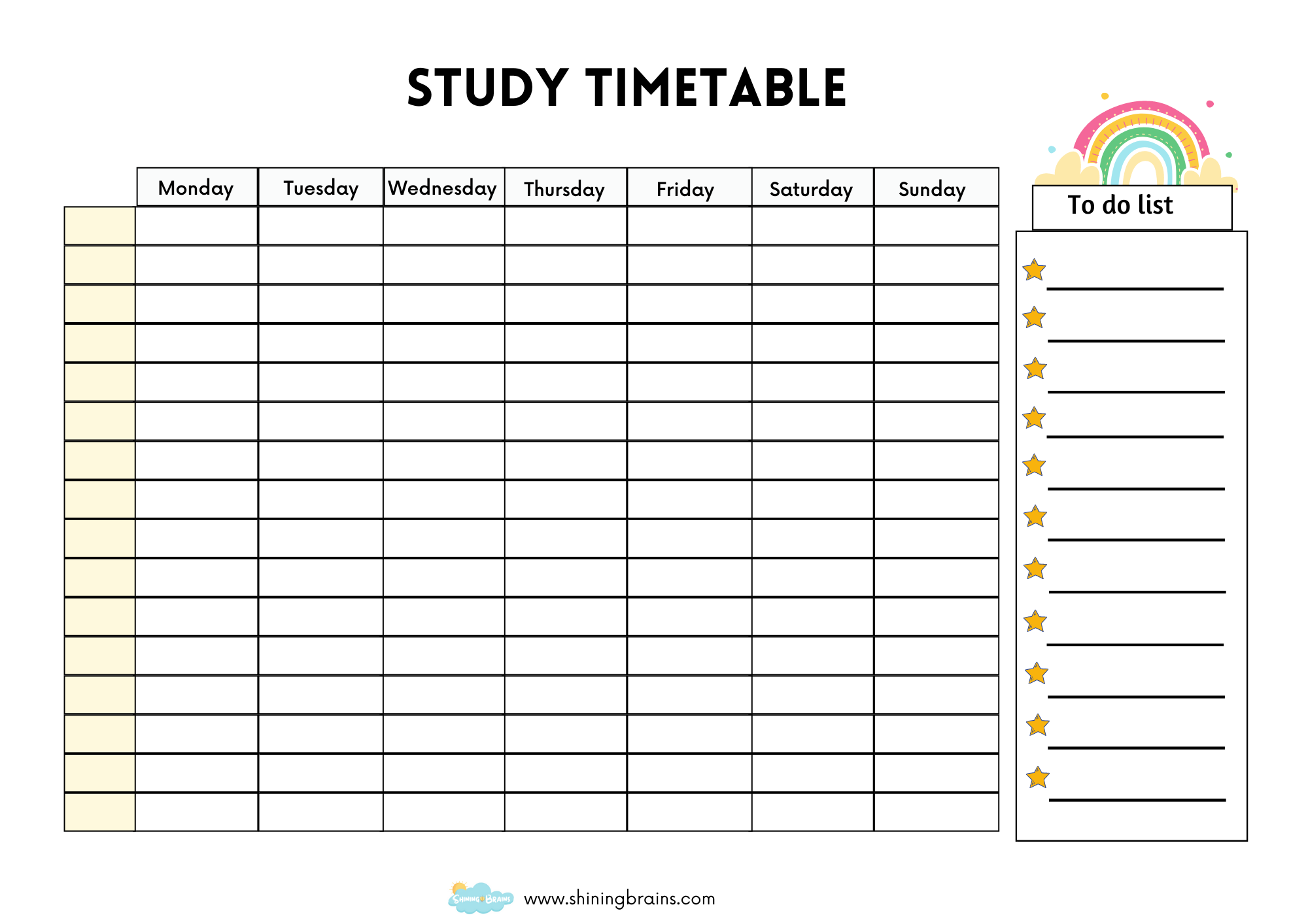 Study Timetable Template For Students Free Timetable Template Printable