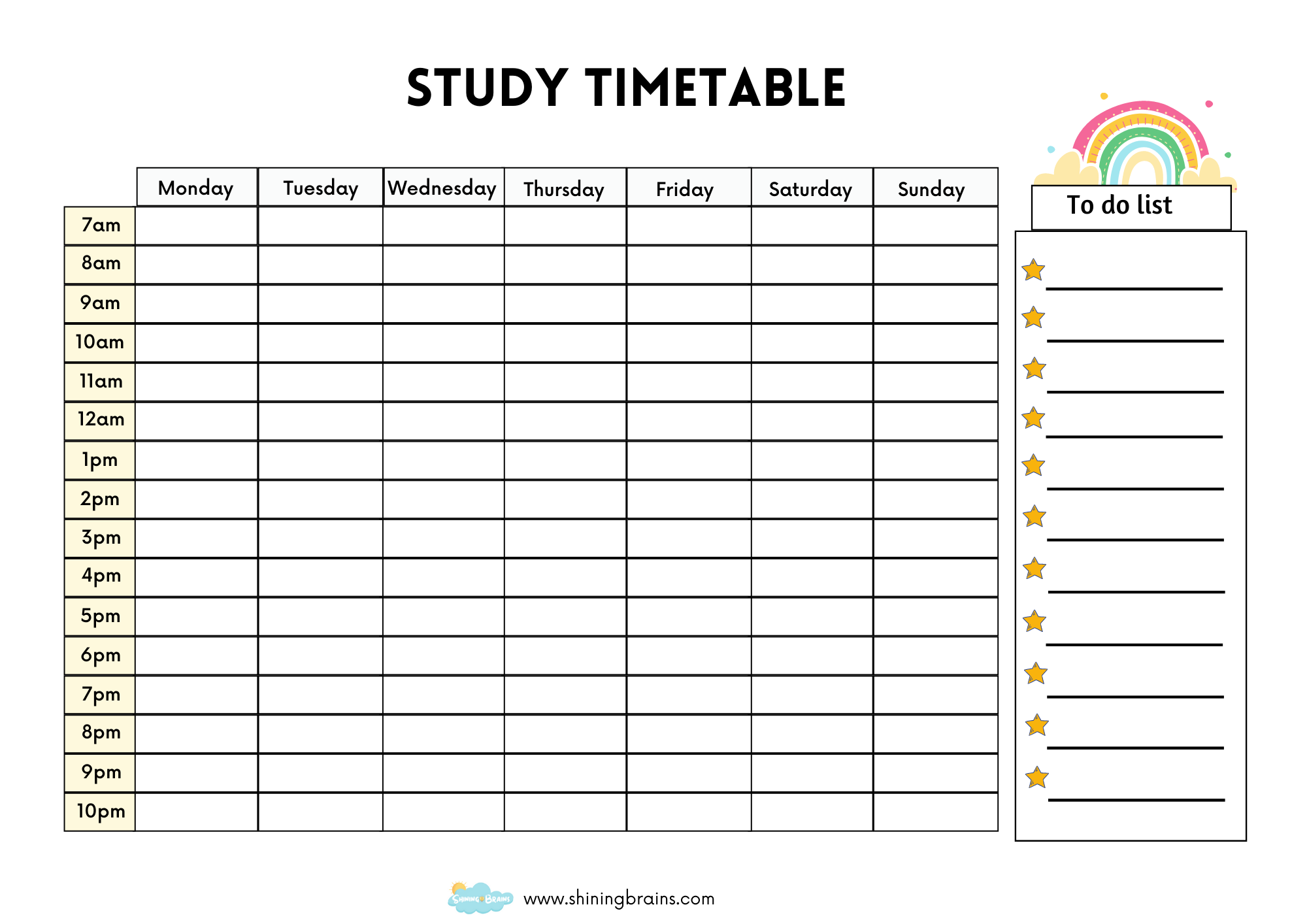 Study Timetable Template For Students Free Timetable Template Printable