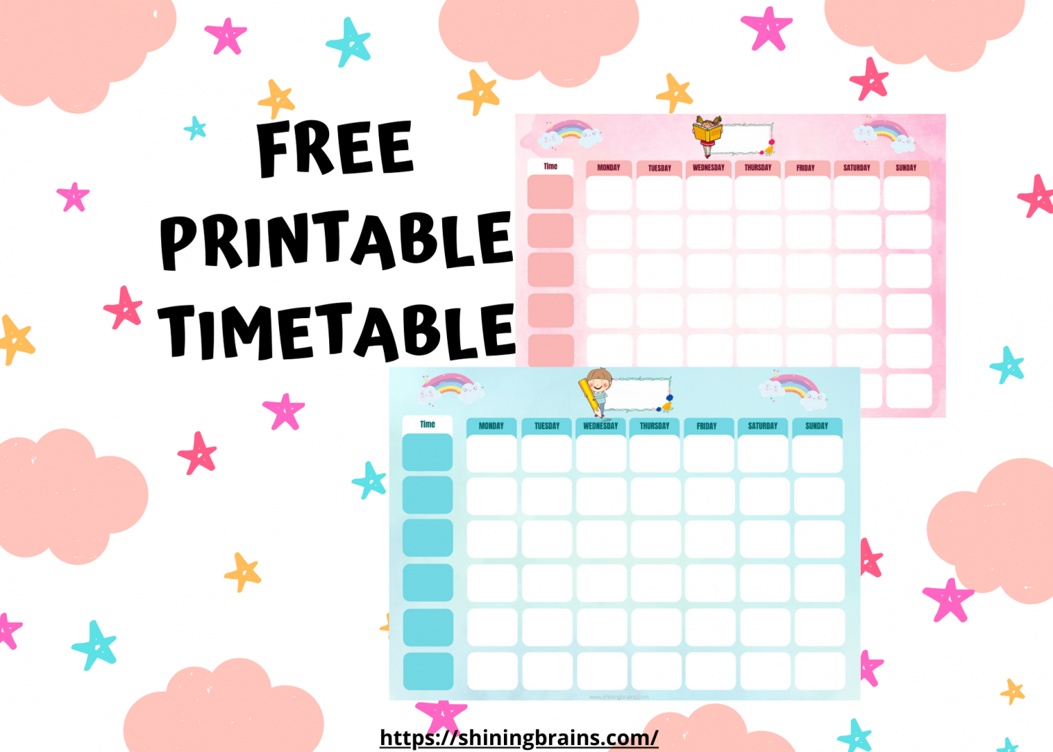 Daily Schedule for Kids Free Cute Editable Timetable Template