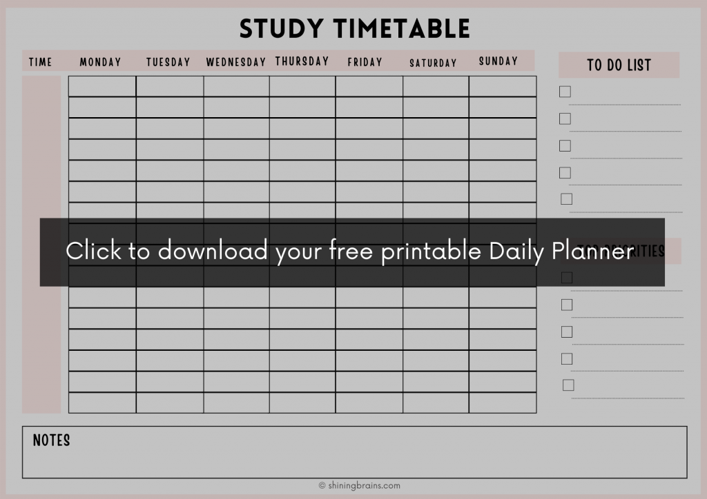 Best Study Timetable For Students At Home - Shining Brains