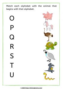 Alphabet worksheets | Matching alphabets  with pictures