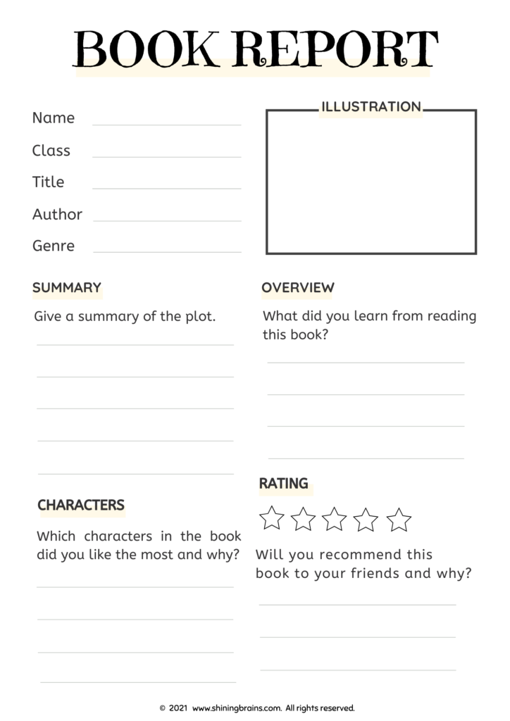 Kindergarten Book Review Worksheet