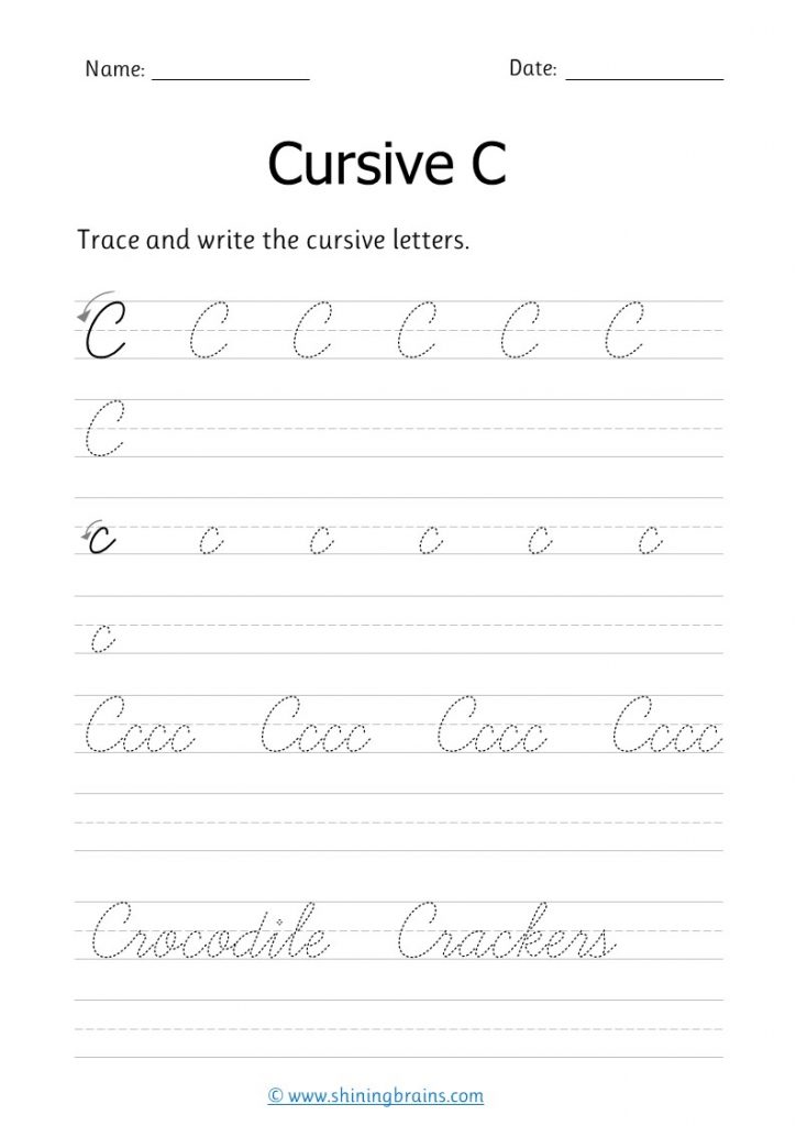 cursive c | c letter writing practice | small and capital c in cursive writing