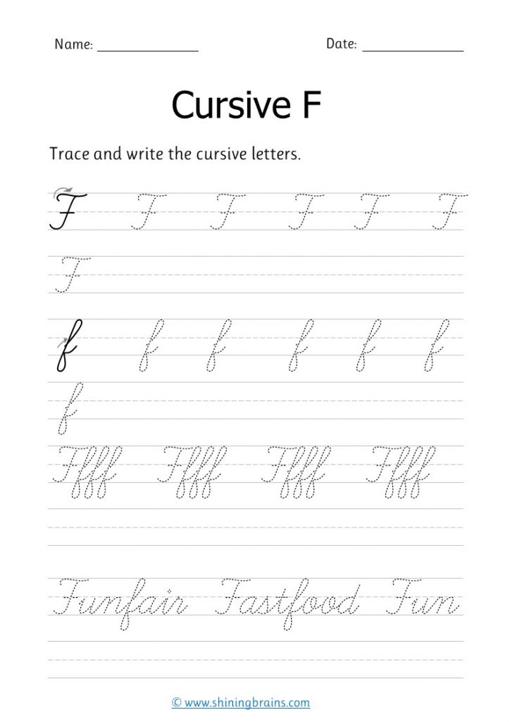 cursive f | letter f in cursive | small and capital f in cursive writing