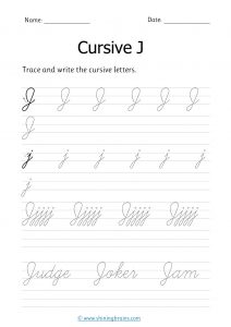 cursive j | letter j in cursive | Cursive writing Worksheet