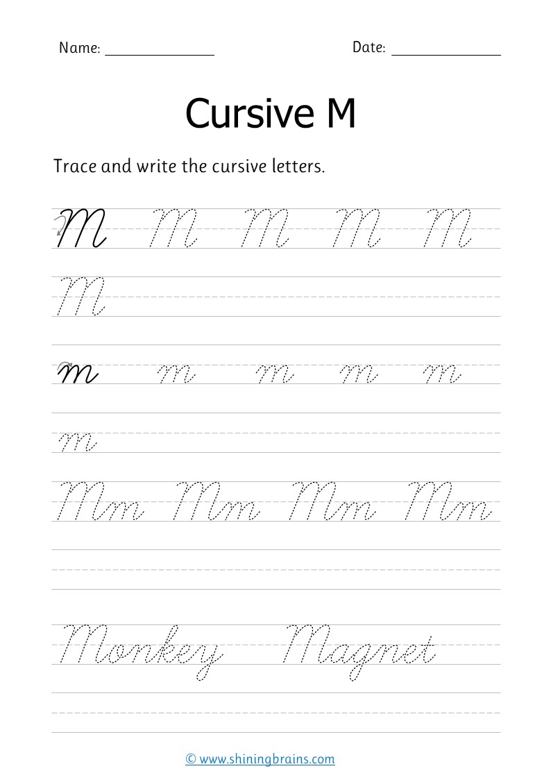 Cursive Handwriting Practice Letter M Free Cursive Handwriting - Vrogue
