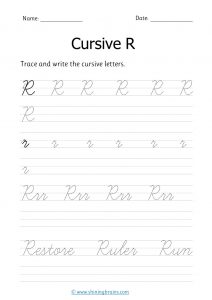 cursive r | letter r in cursive | Cursive writing Worksheet