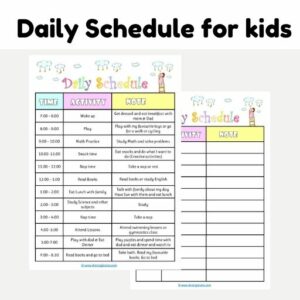 Timetable for kids | Weekly Timetable Template | Free Printable